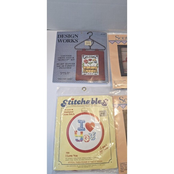 Lot of 6 Vintage Counted CROSS STITCH Medium Picture Frams 1980's Sealed Variety - Picture 2 of 8